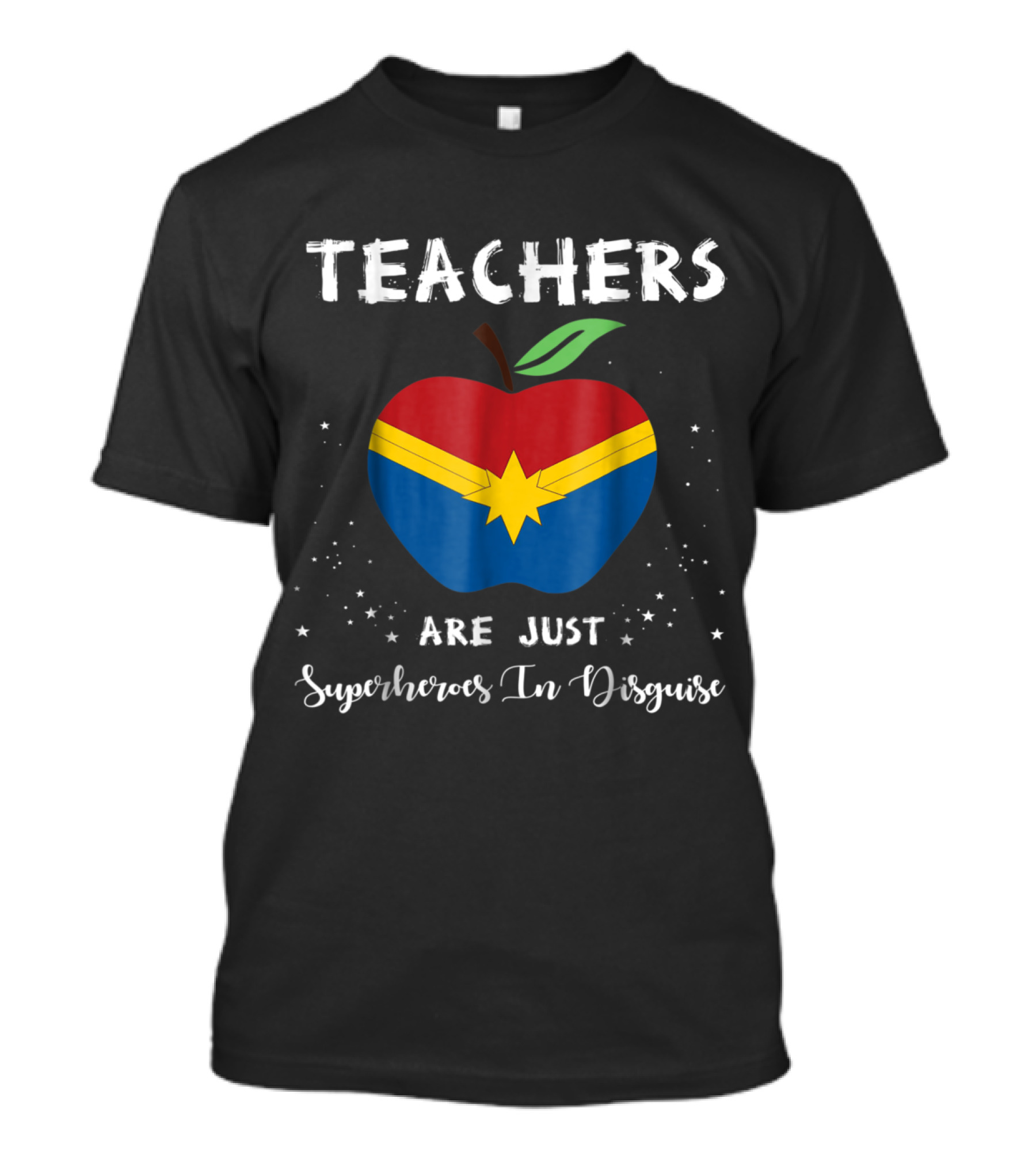 Teachers Are Just Superheroes In Disguise Apple Design With Star And Stripes T-Shirt