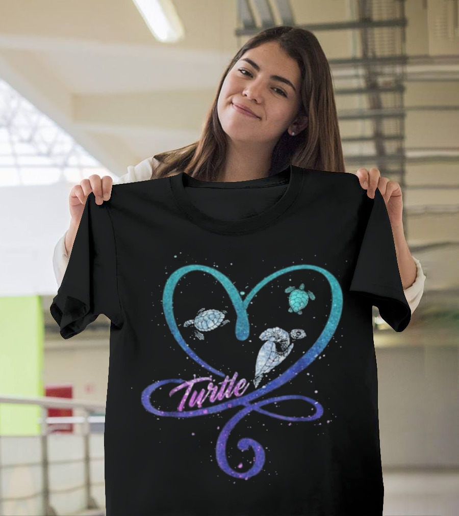 Love Heart Turtle with Funny Turtle Design in Heart Shape with Turtle Text T-Shirt