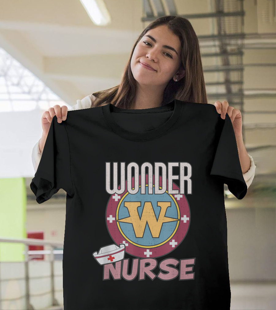 Wonder Nurse Hero Emblem with Medical Hat and Cross Motif T-Shirt