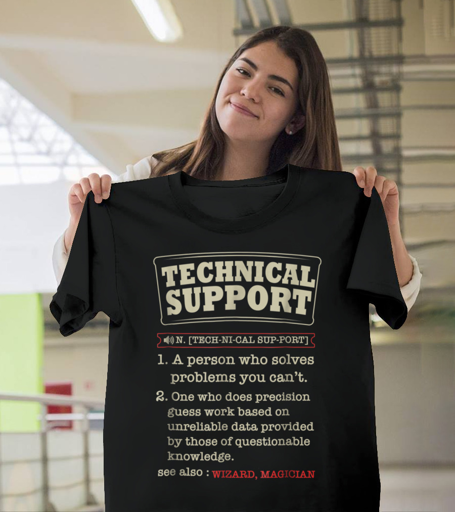 Technical Support Definition Person Solves Problems Wizard Magician T-Shirt