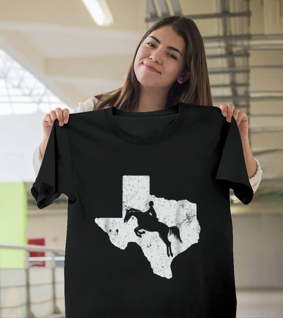 Texas Silhouette Horse Jumping Equestrian Rider T-Shirt