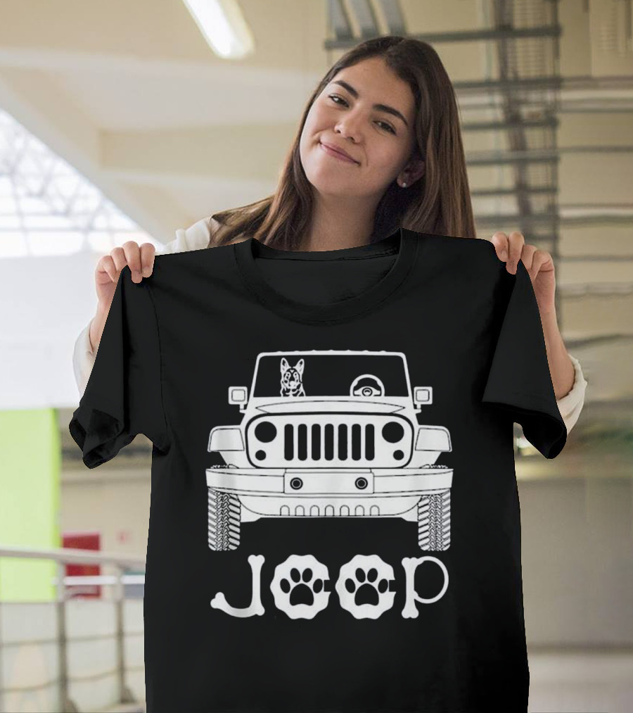 German Shepherd with Dog Paws Riding on Jeep Inspired Vehicle T-Shirt