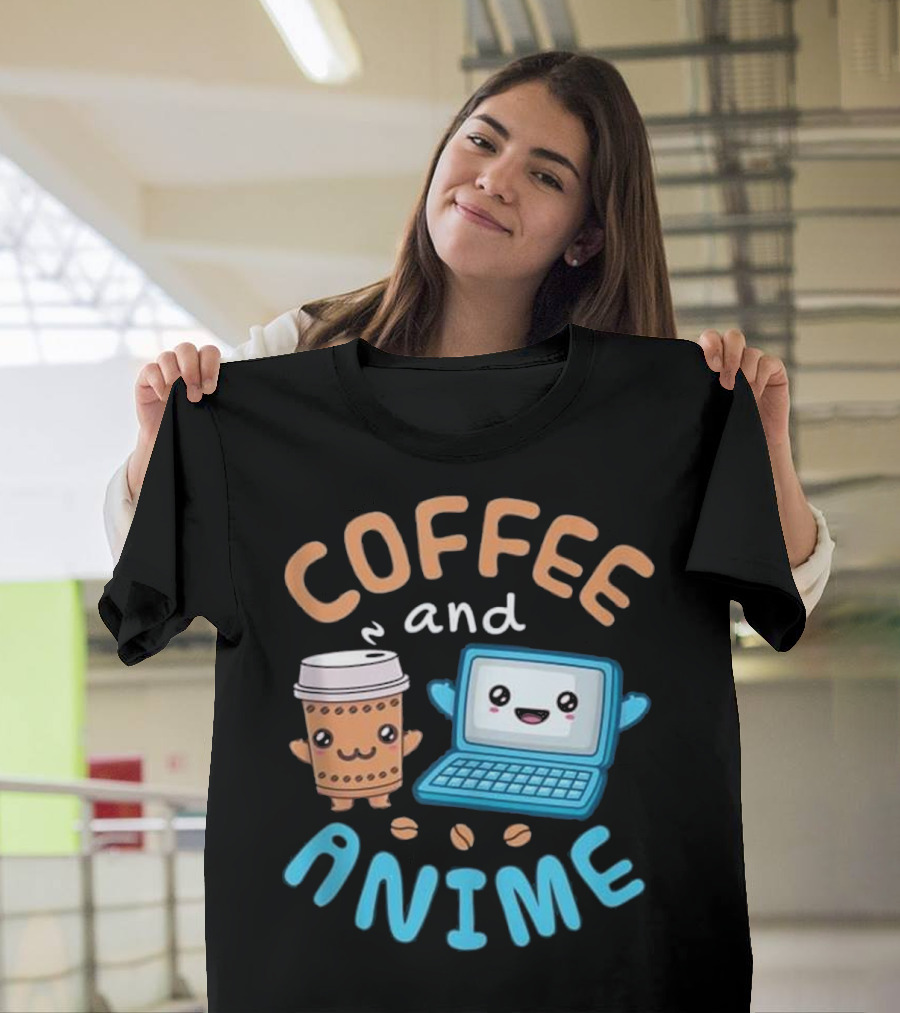 Coffee and Anime Kawaii Laptop Coffee Beans T-Shirt