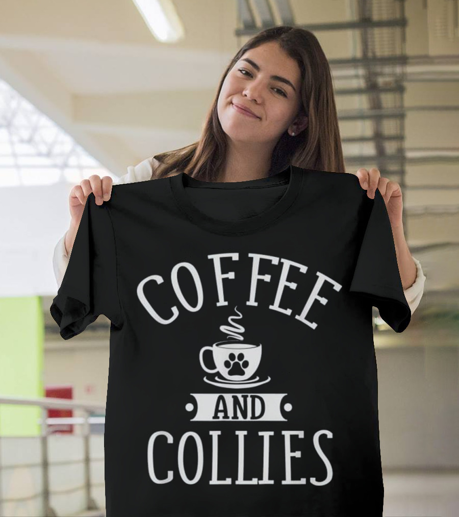 Coffee and Collies Coffee and Collie Lover with Paw Print Mug T-Shirt