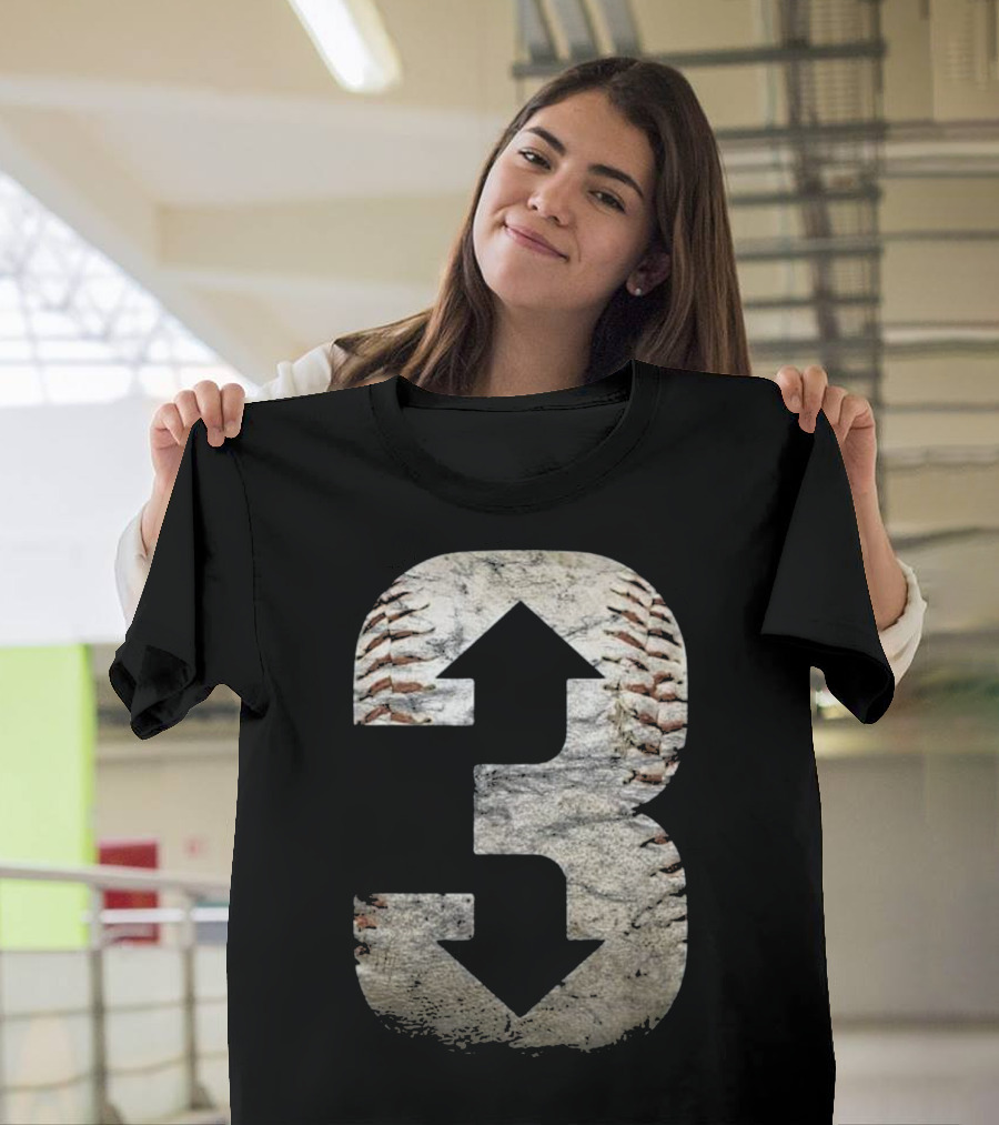 3 Up 3 Down Baseball Themed Shirt with Arrows and Stitched Texture T-Shirt