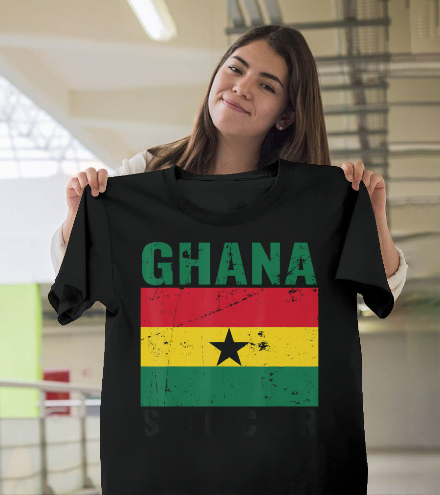 Ghana Soccer Distressed Ghanaian Flag T-Shirt