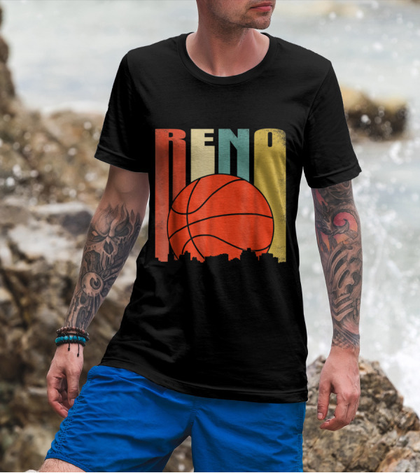 Reno Nevada Vintage Basketball Skyline T-Shirt