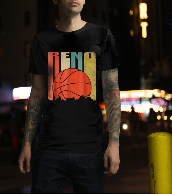 Reno Nevada Vintage Basketball Skyline T-Shirt