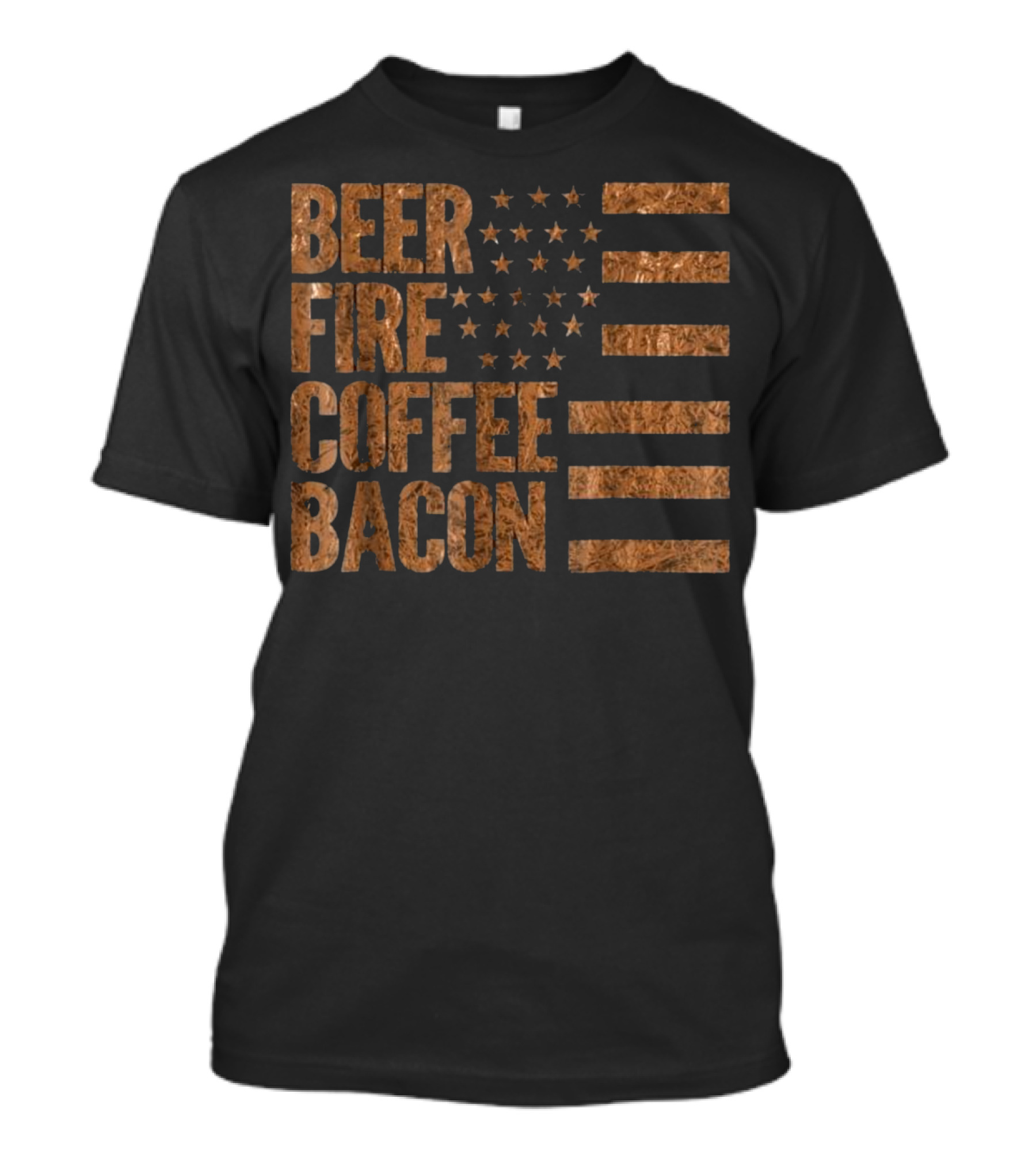 BEER FIRE COFFEE BACON USA FLAG T-Shirt