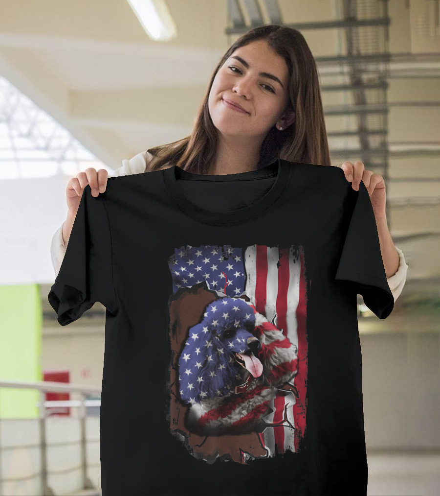Poodle American Flag Print T-Shirt