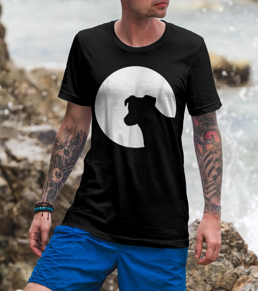 Jack Russell Silhouette Against Full Moon T-Shirt