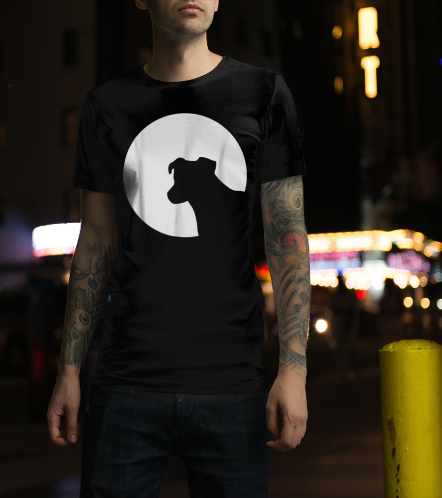 Jack Russell Silhouette Against Full Moon T-Shirt