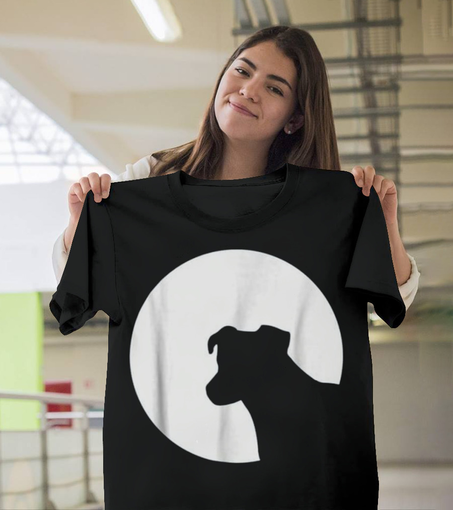 Jack Russell Silhouette Against Full Moon T-Shirt