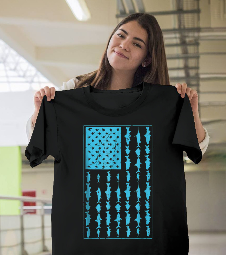 Saltwater Fishing American Flag Fish T-Shirt