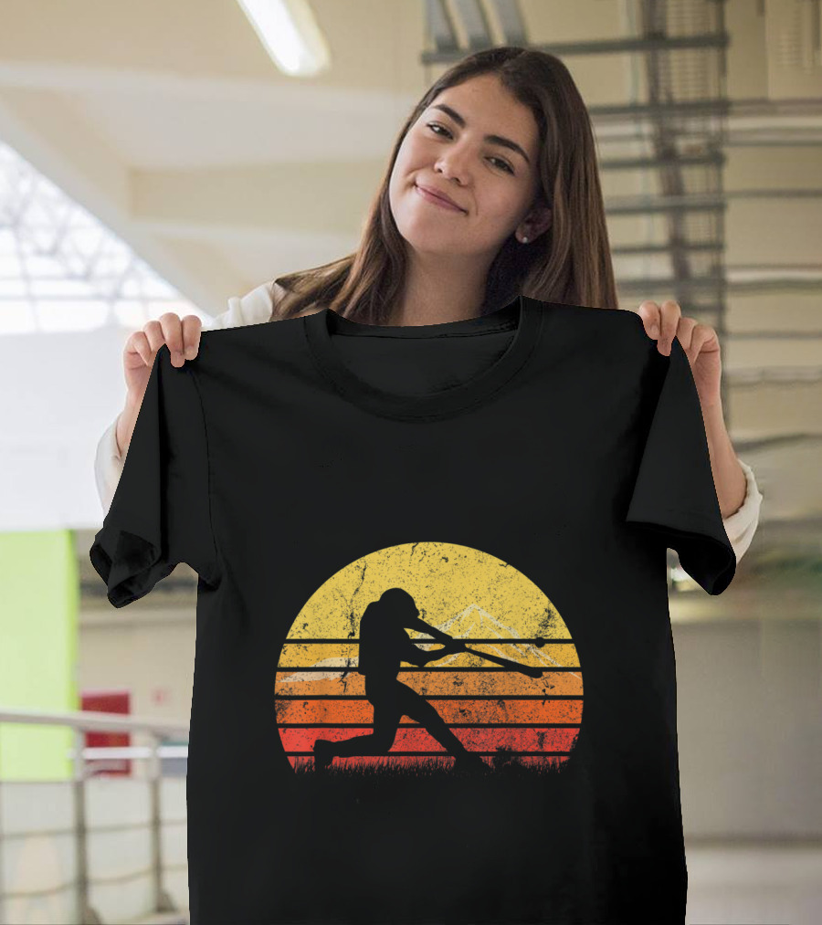 Vintage Baseball Player Sunset T-Shirt