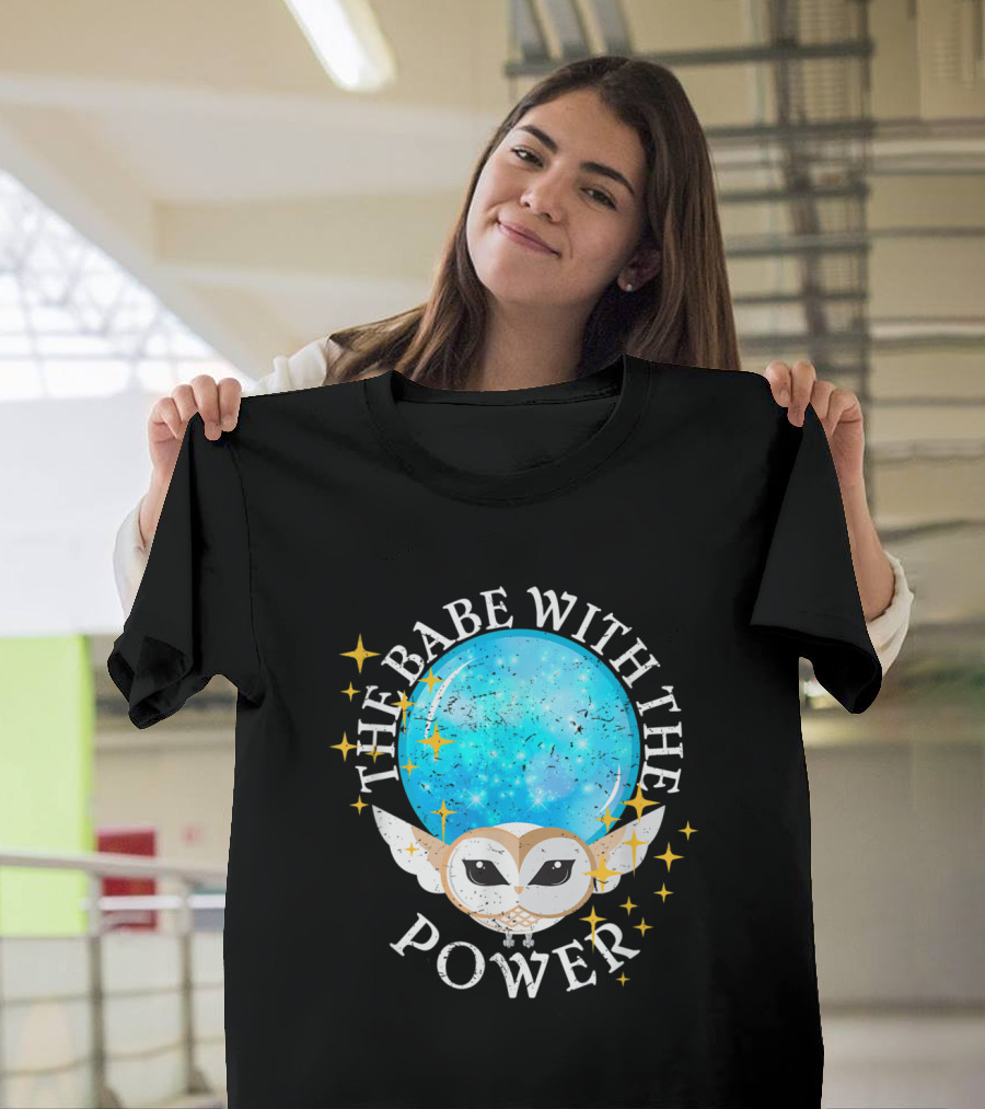 The Babe With The Power Vintage Styl Owl Crystal Sphere T-Shirt