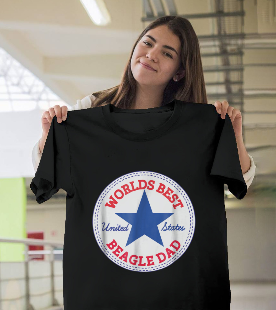 Worlds Best Beagle Dad United States Blue Star T-Shirt