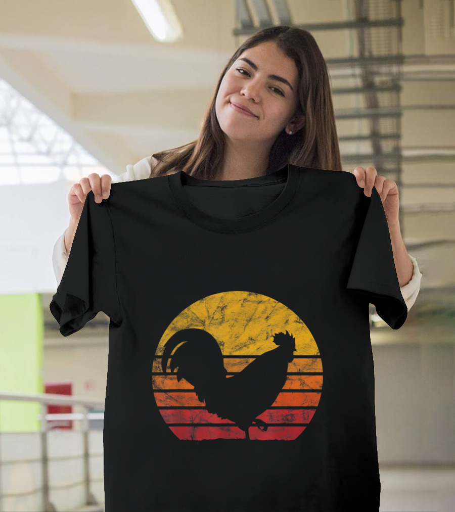 Vintage Eighties Chicken Roos Retro Sunset T-Shirt