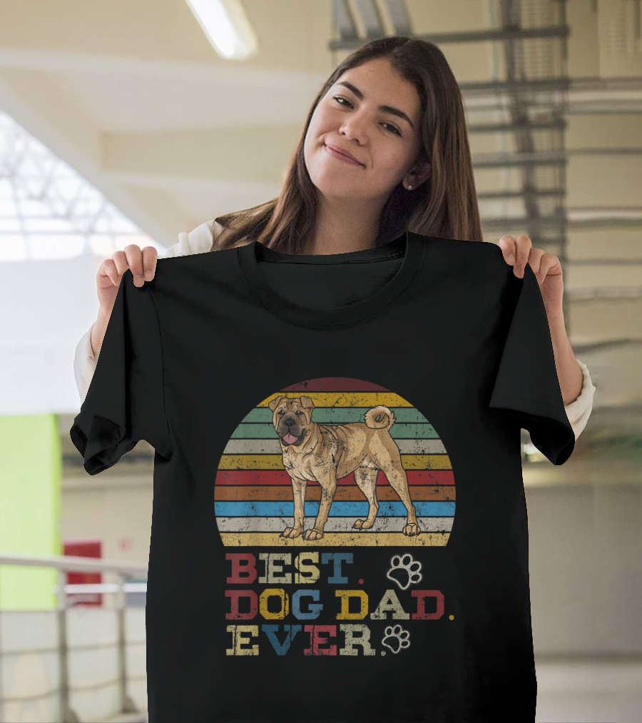 Best Dog Dad Ever Vintage Chinese Shar Pei Dog T-Shirt