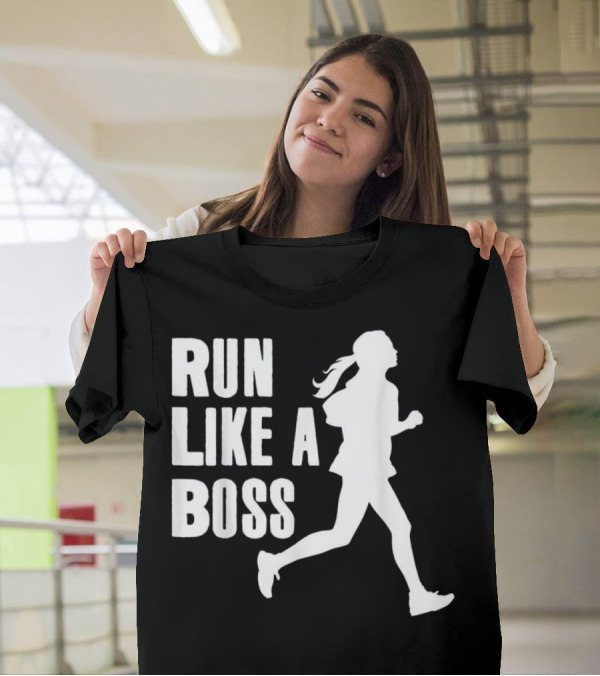 Run Like A Boss Girls Cross Country Jogging T-Shirt
