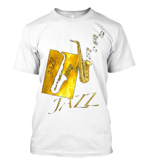 Jazz Saxophone Gold Notes And Text T-Shirt