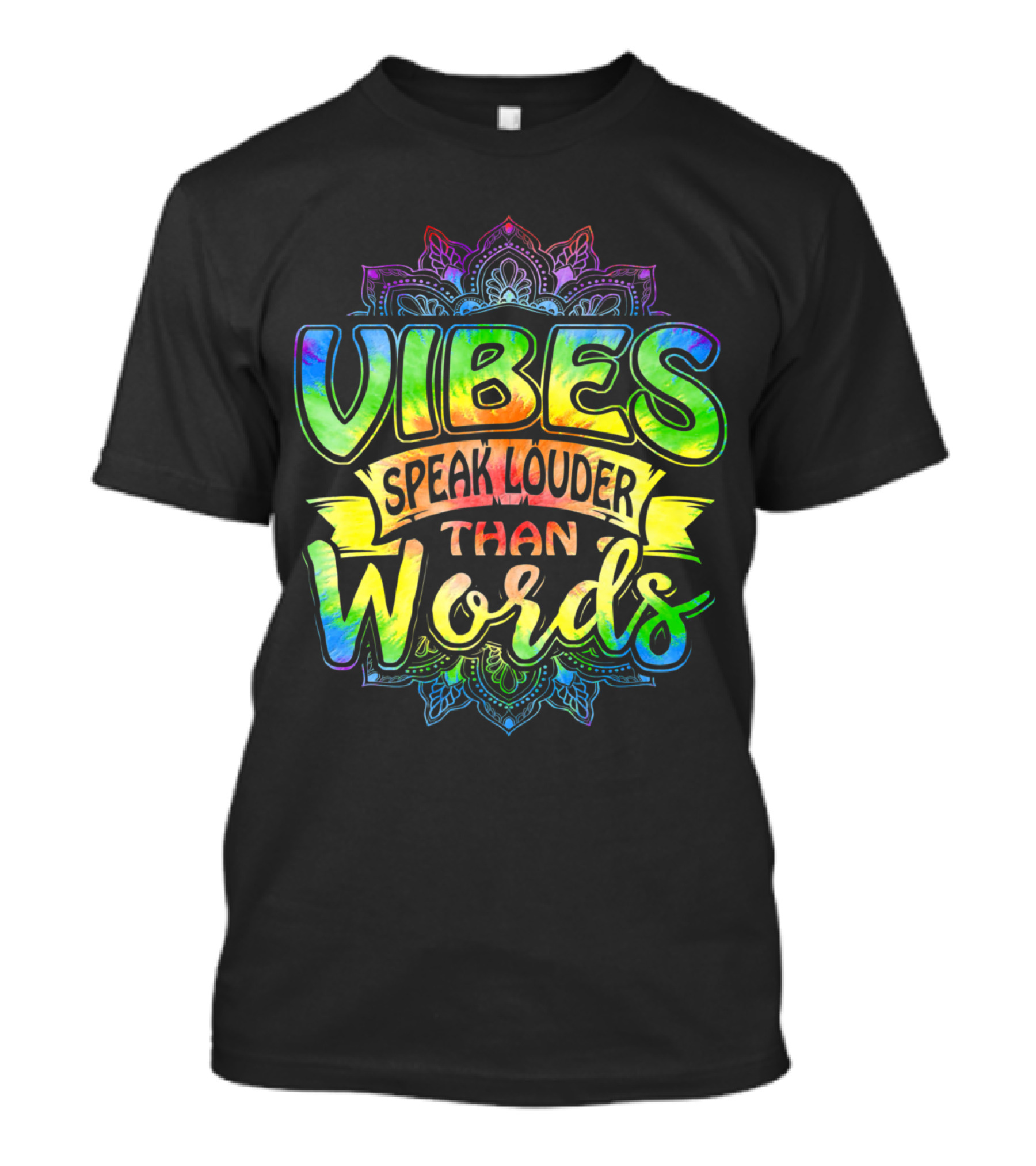 Vibes Speak Louder Than Words Namaste Yoga Mandala Groovy Spiritual T-Shirt