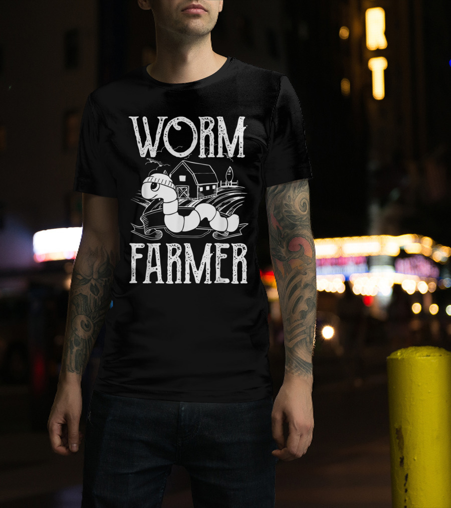 Worm Farmer Vermiculture Barn Scene T-Shirt