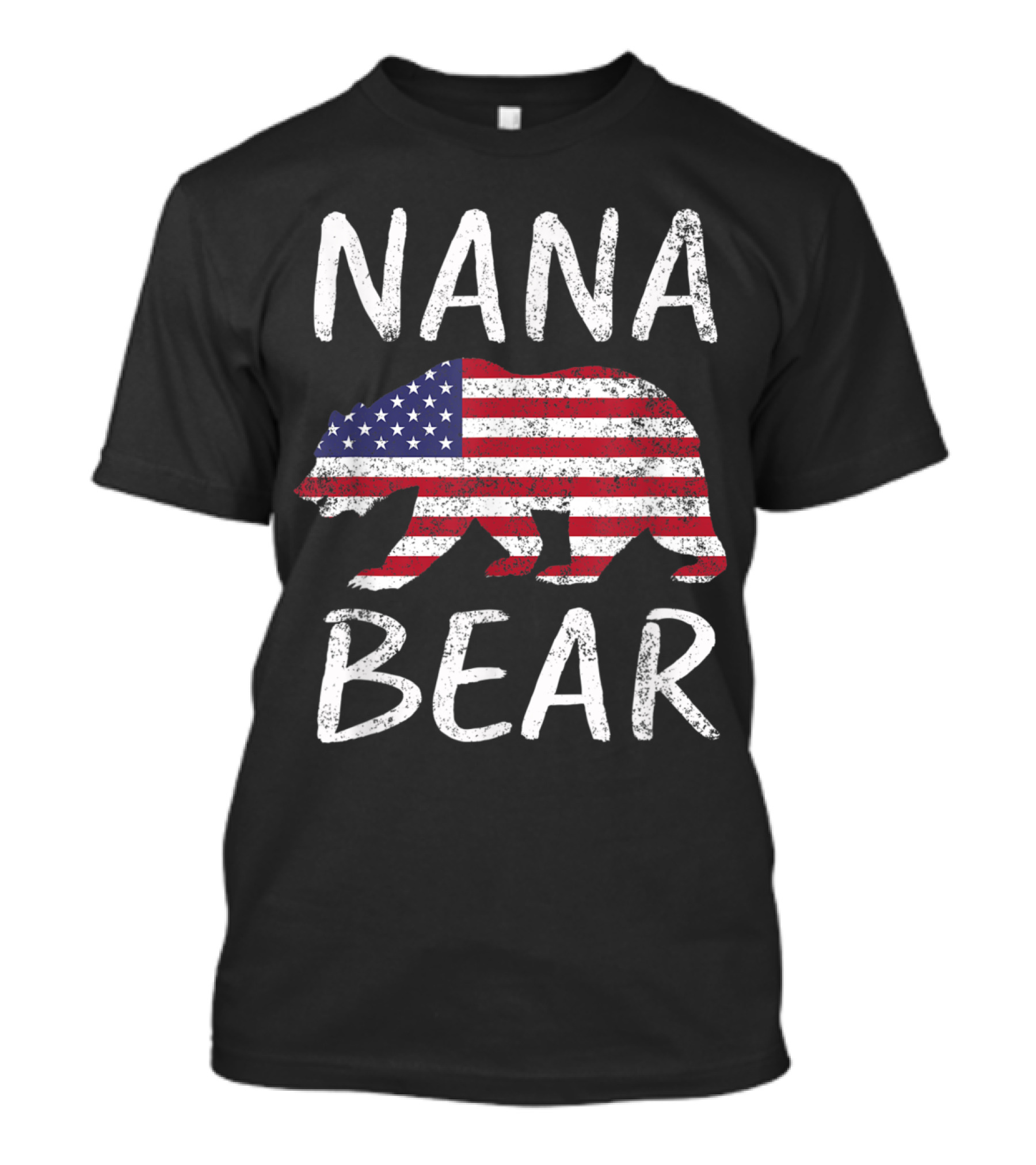Nana Bear American Flag Print T-Shirt