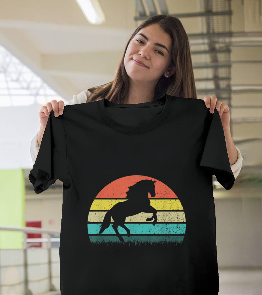 Vintage Horse Lover Retro Sunset T-Shirt