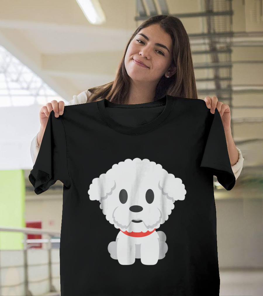 Cute Bichon Frise Puppy with Red Collar T-Shirt