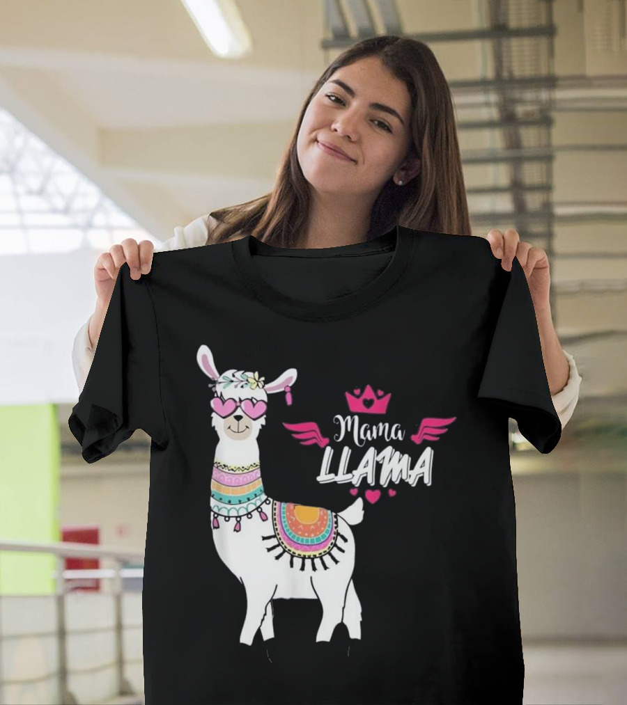 Mama LLama Pink LLama Mom LLama T-Shirt