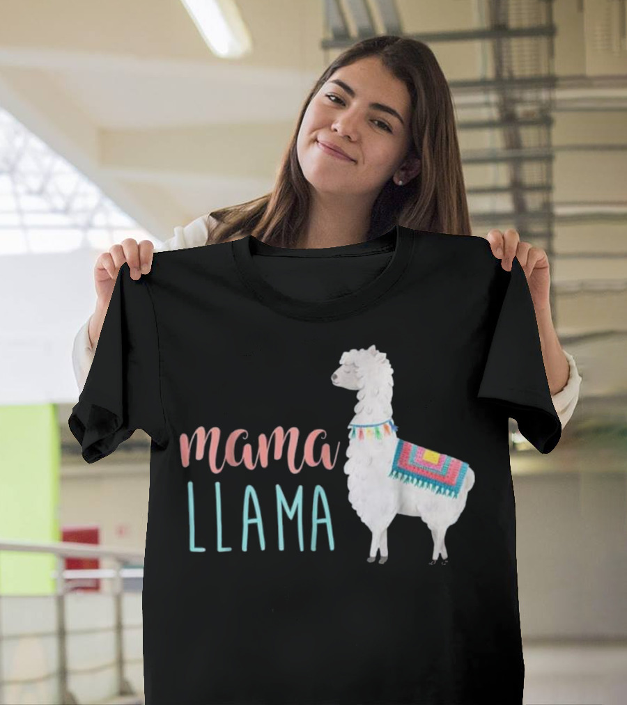 Mama Llama Llama Lover with Colorful Blanket T-Shirt