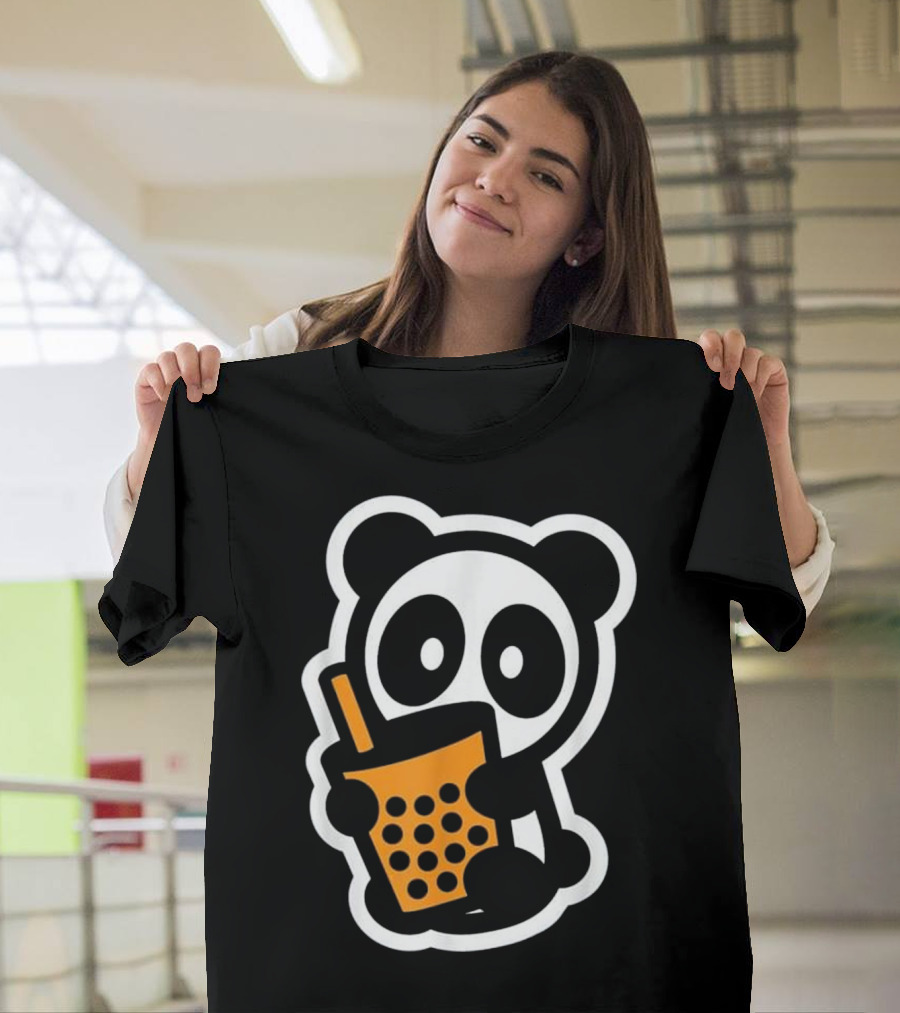 Panda Bubble Tea Boba Bambu Brand Be Cute Character with Drink T-Shirt