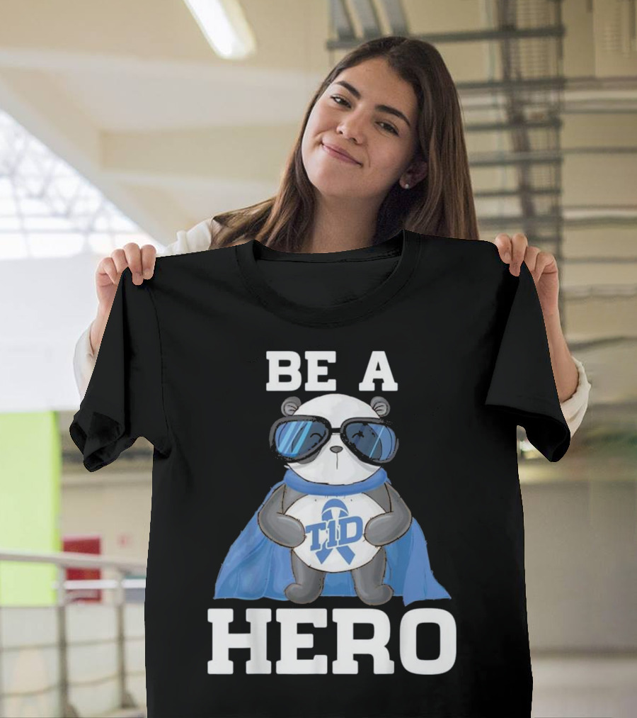 Be a Hero Panda T1D Blue Cape T-Shirt