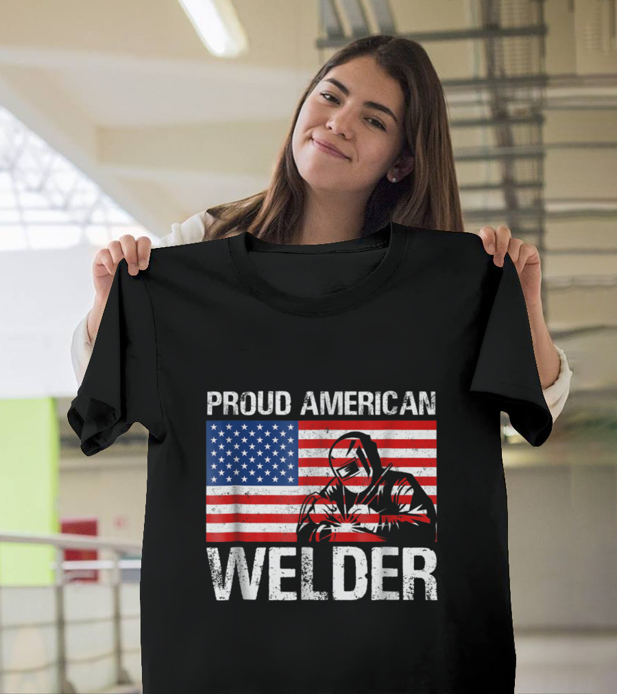 Proud American Welder Flag and Welder T-Shirt