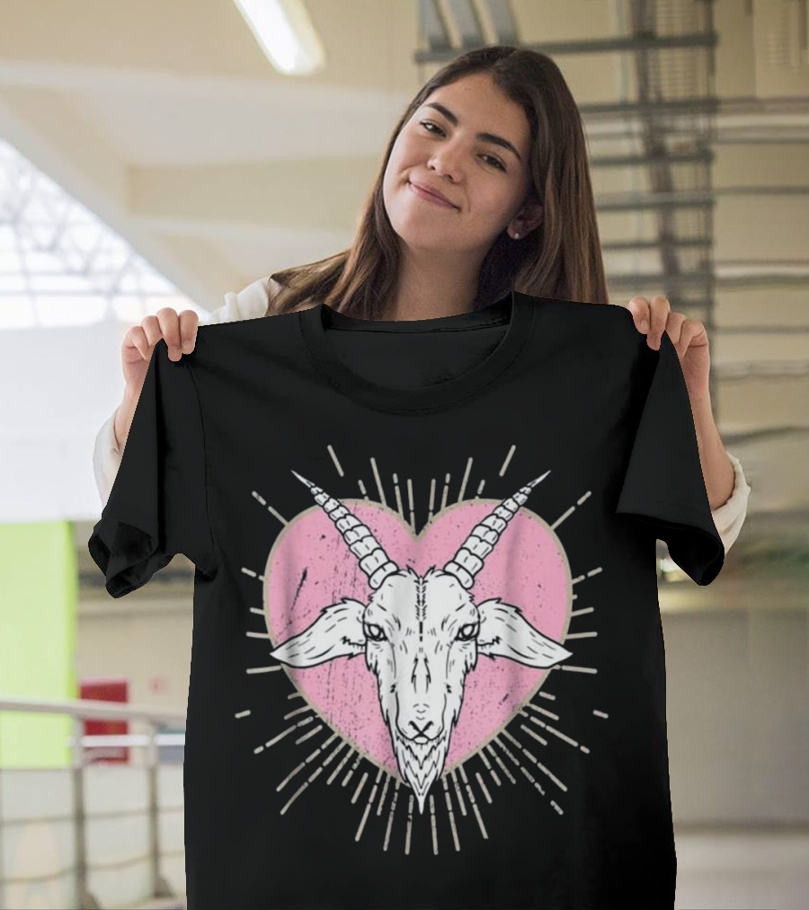 Baphomet Goat Occult Satanic Heart T-Shirt