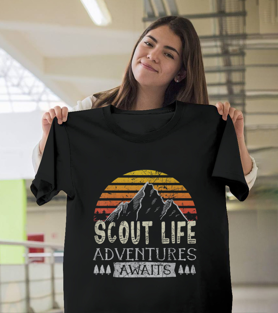 Scout Life Adventures Awaits Mountain Sunset Forest T-Shirt