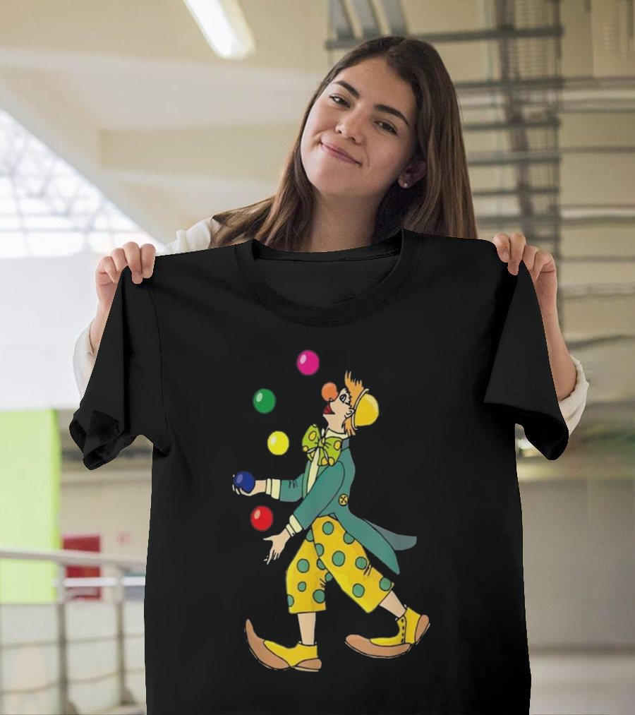 Funny Clown Juggling Colorful Balls Playfully T-Shirt