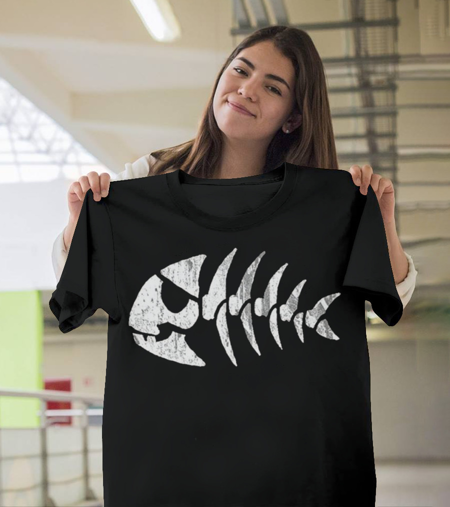 Pastafarian Jolly Pirate Fish Skeleton FSM T-Shirt