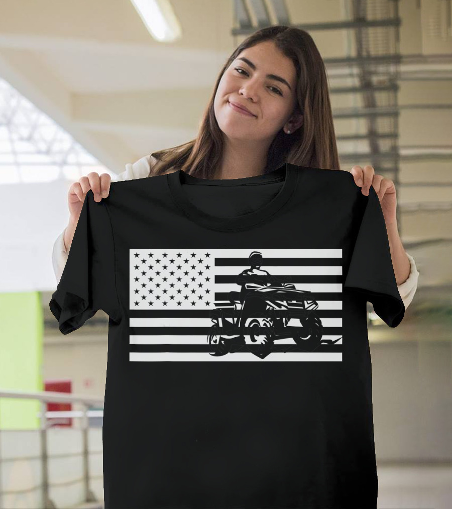 Patriotic USA Flag All American ATV Quad Rider T-Shirt