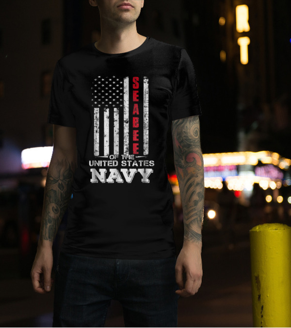 Seabee Of The United States Navy American Flag T-Shirt