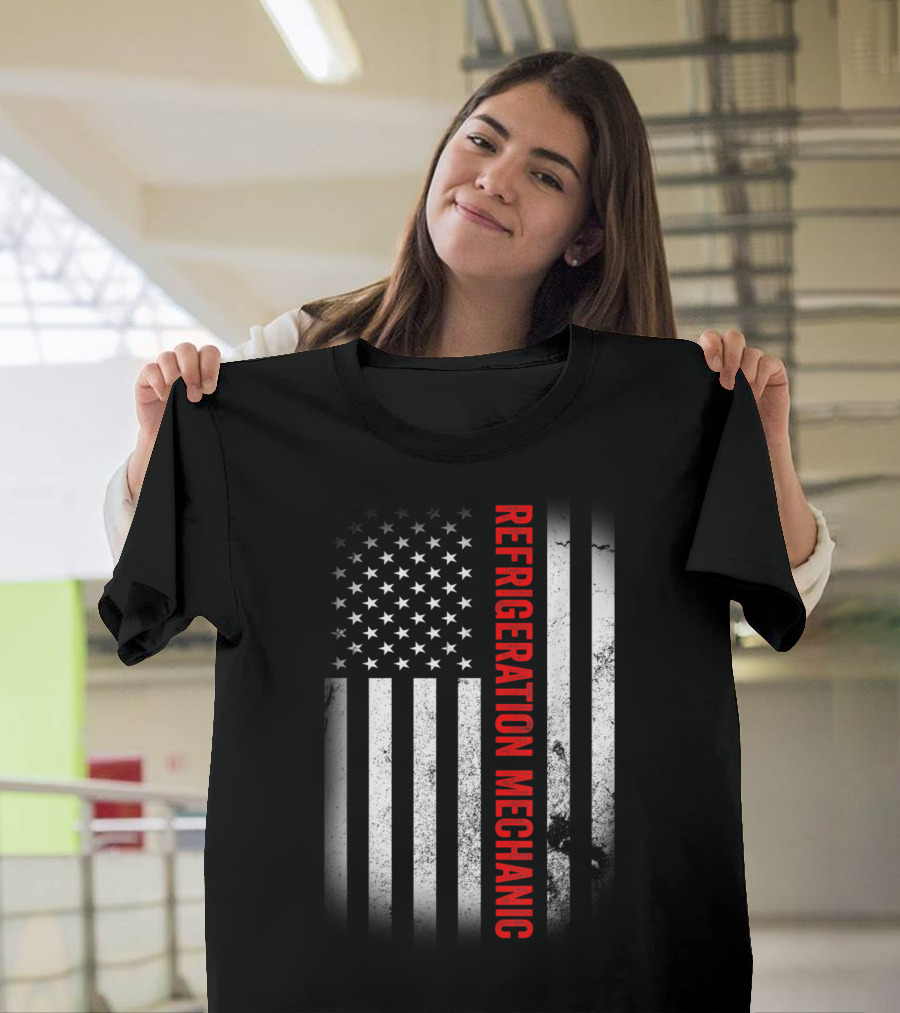 Vintage USA Flag Refrigeration Mechanic Americ T-Shirt