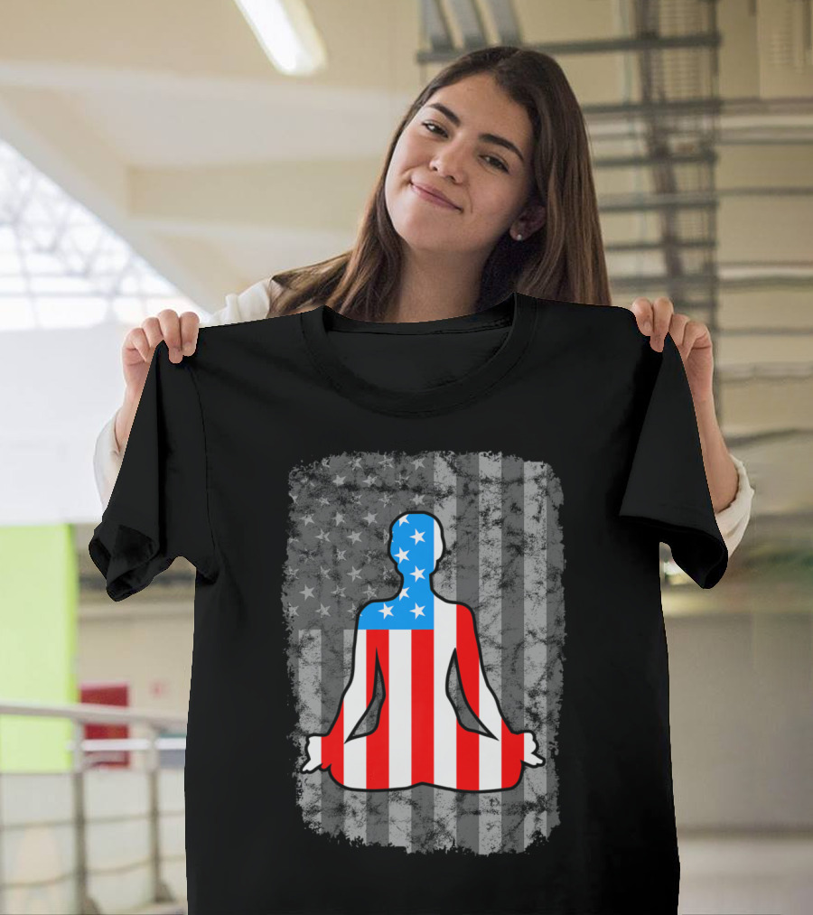 Yoga Namaste American Flag Vintage Vibe T-Shirt