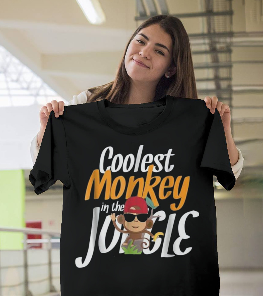 Coolest Monkey In The Jungle Funny Novelty Red Cap Sunglasses Smiling T-Shirt