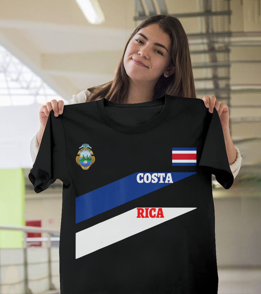 Costa Rica Flag Colors Emblem Soccer Travel T-Shirt