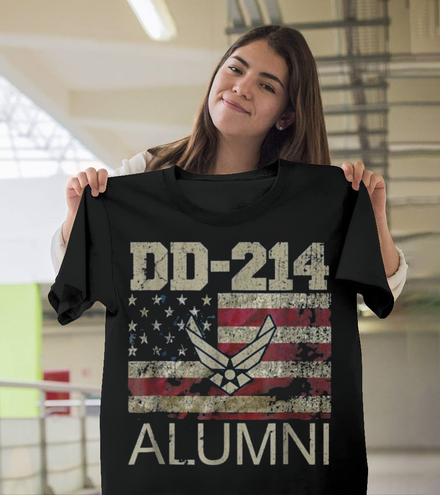 DD 214 Alumni Vintage American Flag Air Force T-Shirt