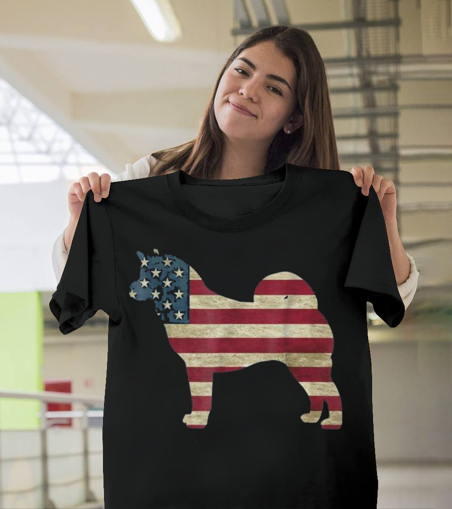 Akita Hound Dog Patriot Flag T-Shirt