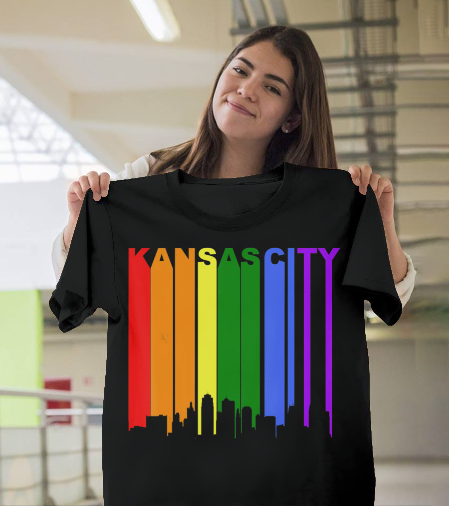 Kansas City Missouri Rainbow Skyline Downtown T-Shirt