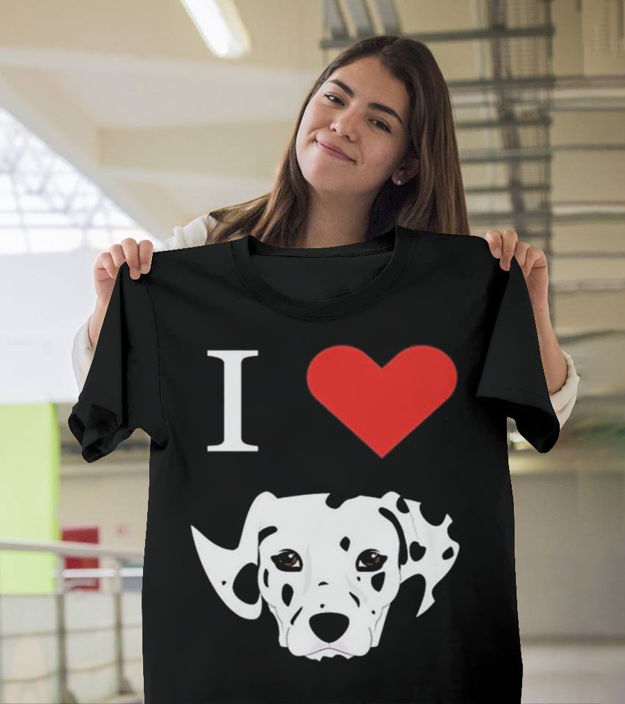I Heart Dalmatian Dog Head With Red Love T-Shirt