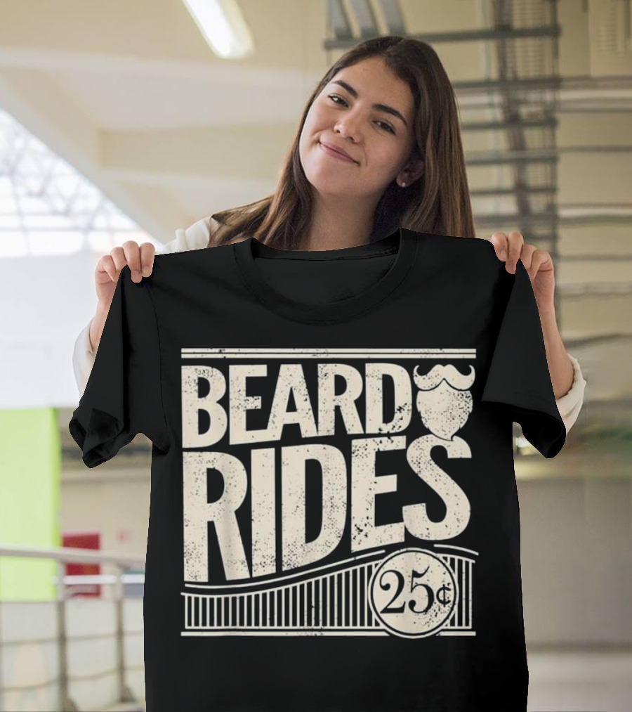 Beard Rides 25 Cents Funny Vintage Distressed Mens T-Shirt